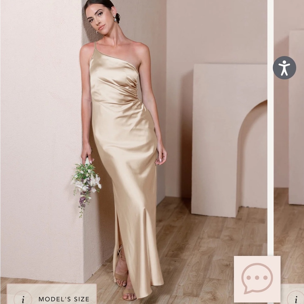Revelry Jade Gold champagne satin dress